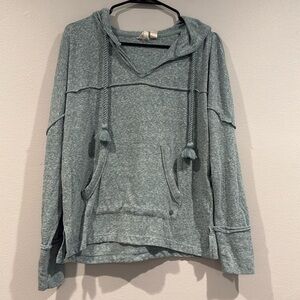 Roxy Light Blue Heathered Hooded Long Sleeve Thin Sweatshirt - Size Small